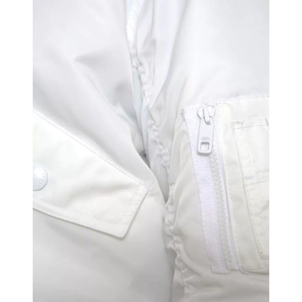 Dolce & Gabbana White Bomber Long Sleeves Full Zip Jacket Dolce & Gabbana