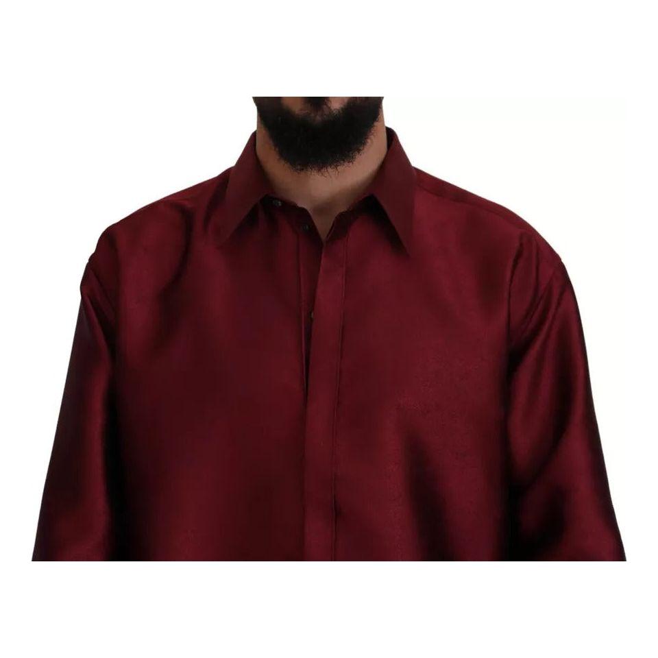 Dolce & Gabbana Bordeaux Cotton Long Sleeve Men Formal Shirt Dolce & Gabbana