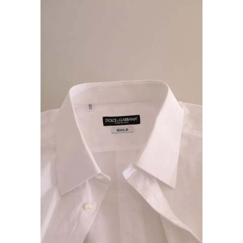 Dolce & Gabbana White GOLD Formal Cotton Tuxedo Dress Shirt Dolce & Gabbana