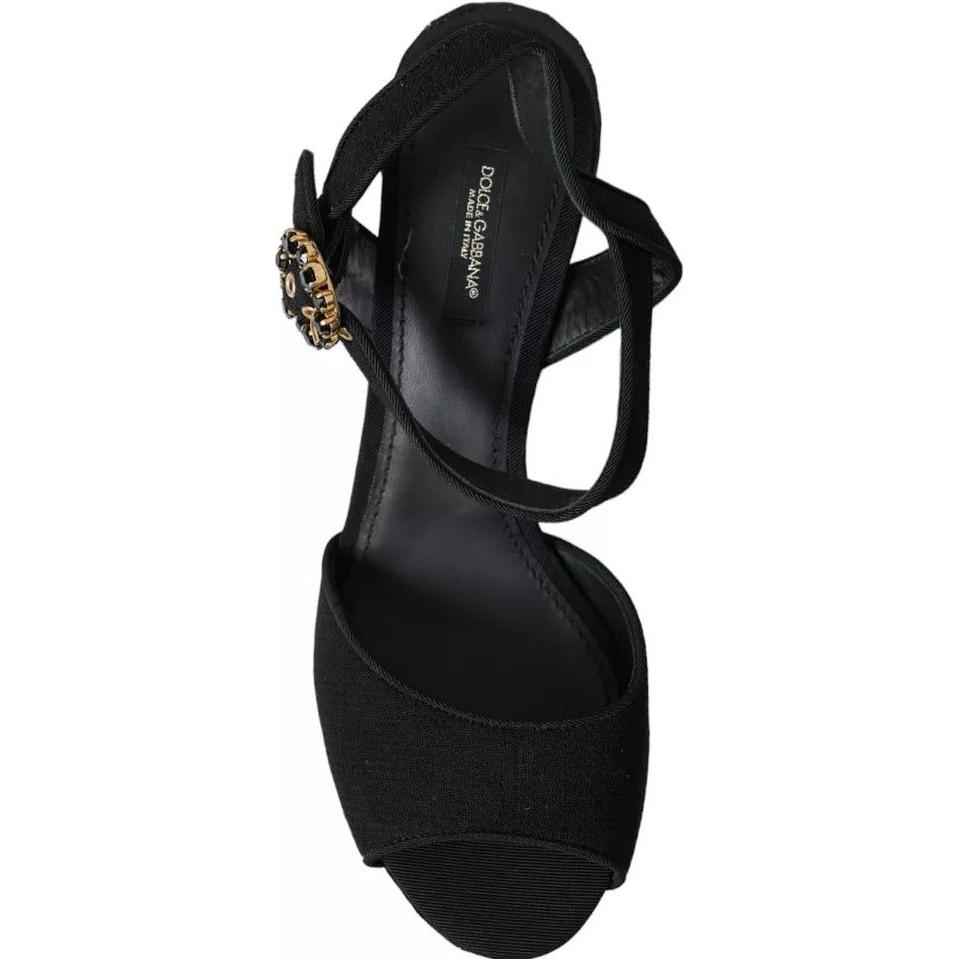 Dolce & Gabbana Black Mirror Heels Crystal Platform Sandals Shoes Dolce & Gabbana