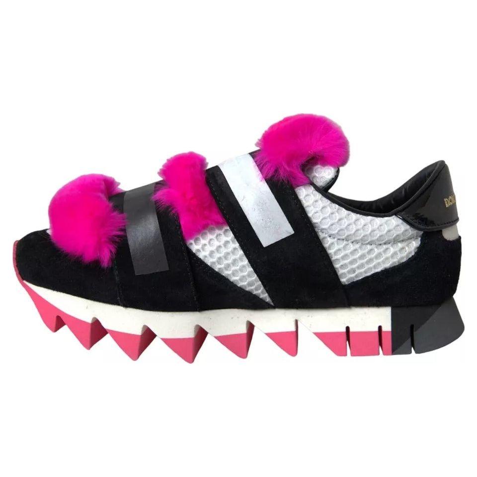 Dolce & Gabbana Black Pink Neoprene Stretch Shark Sneakers Shoes Dolce & Gabbana