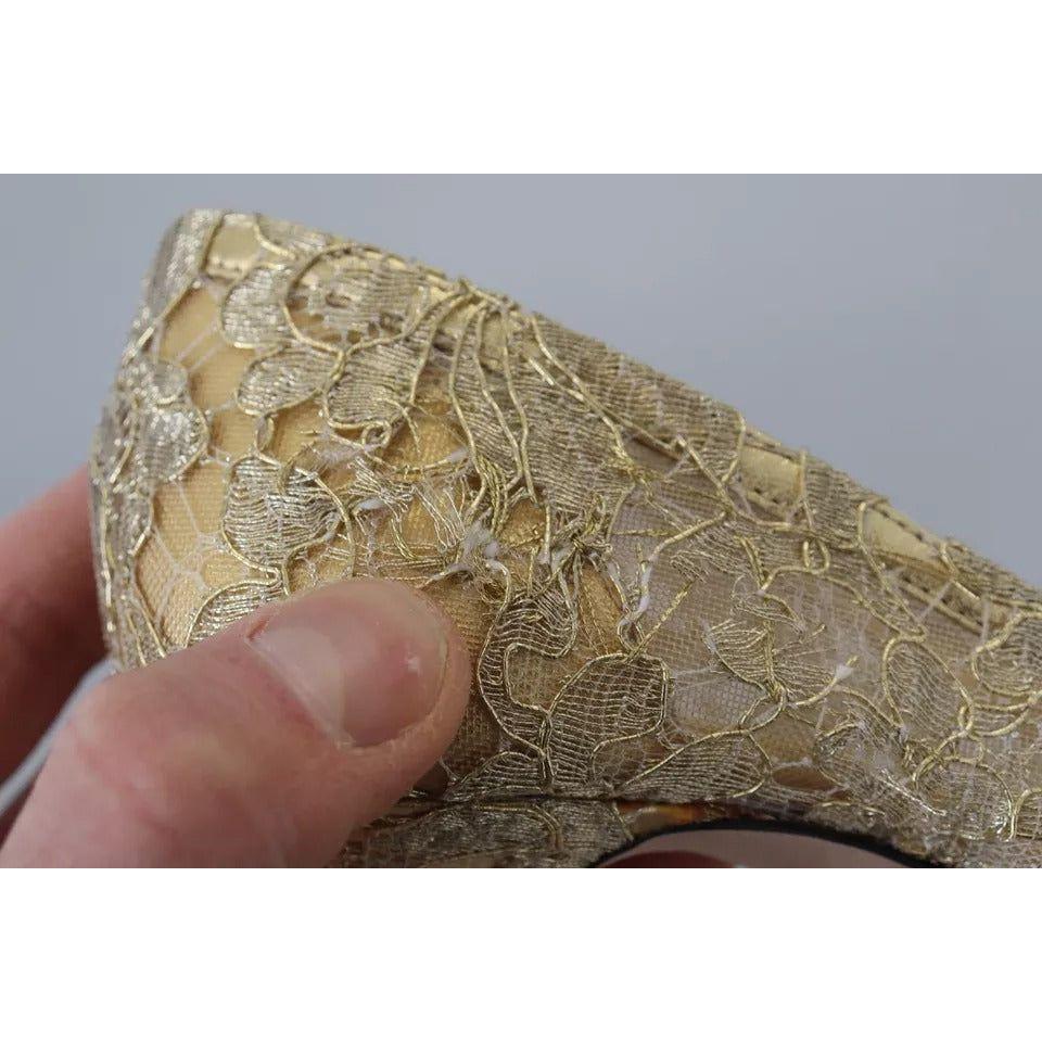 Dolce & Gabbana Gold Taormina Lace Crystal Heels Pumps Shoes Dolce & Gabbana