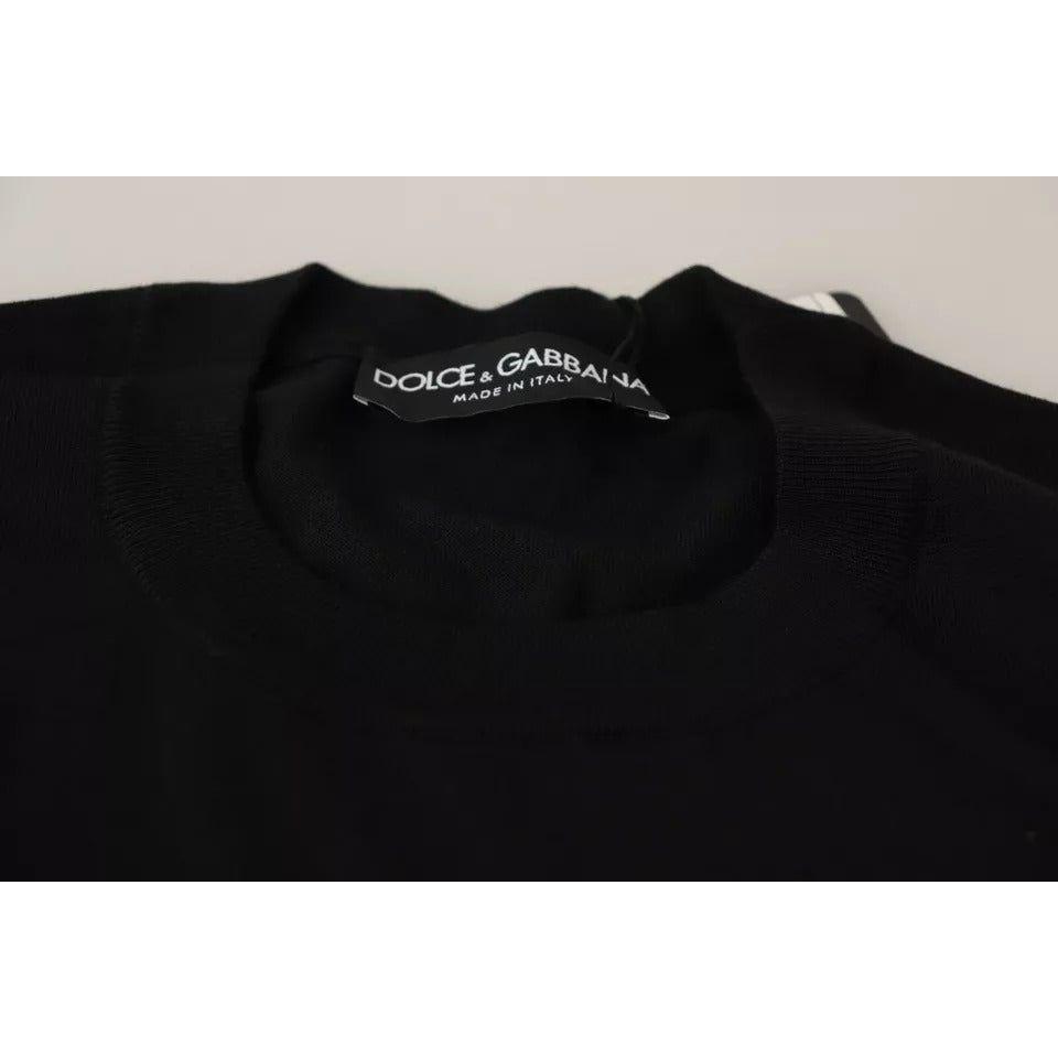 Dolce & Gabbana Black Wool Silk Napoleon Gold Sweater Dolce & Gabbana