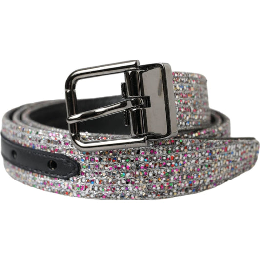 Dolce & Gabbana Multicolor Embellished Silver Metal Buckle Belt Dolce & Gabbana Dim Gray