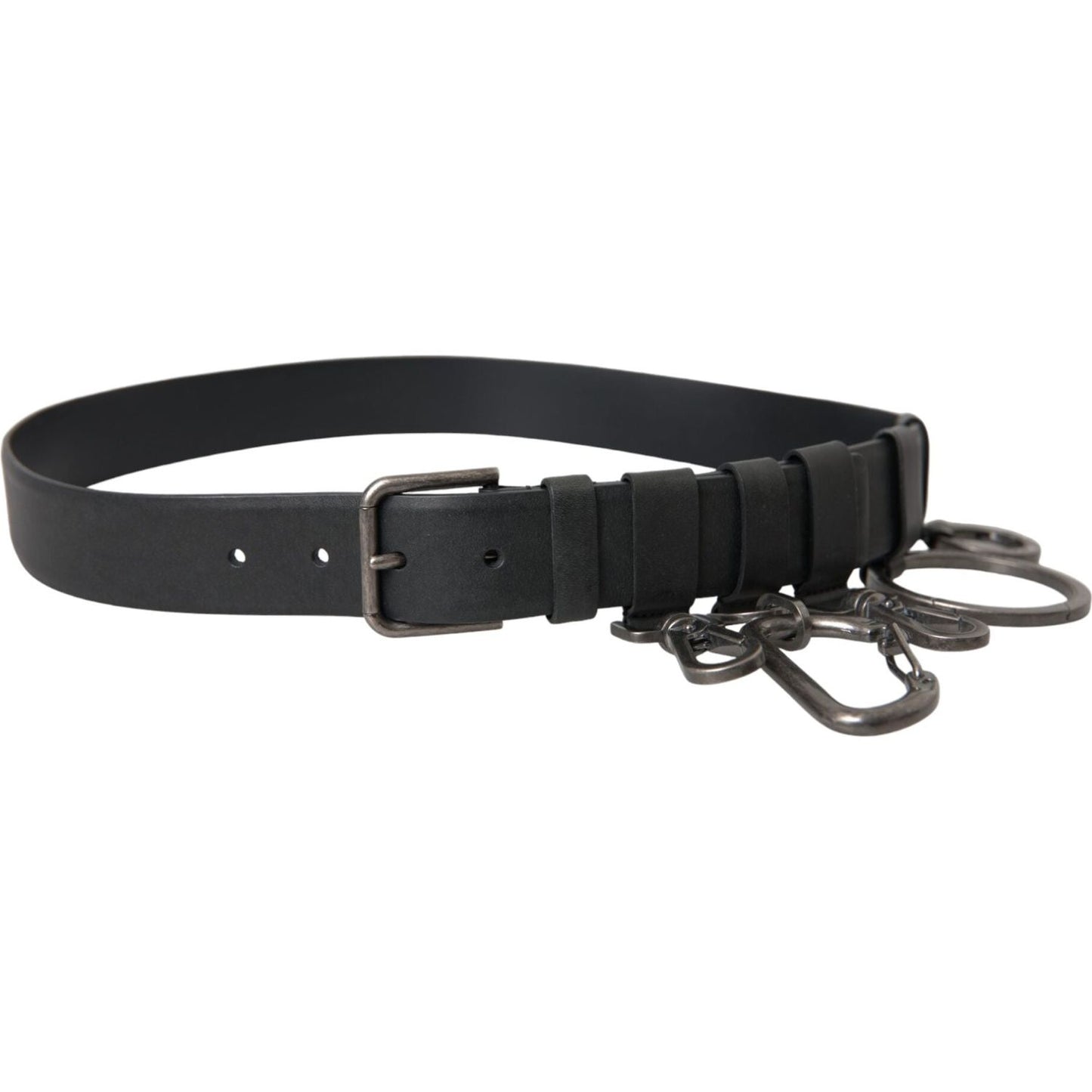 Dolce & Gabbana Black Calf Leather Silver Metal Buckle Belt Dolce & Gabbana