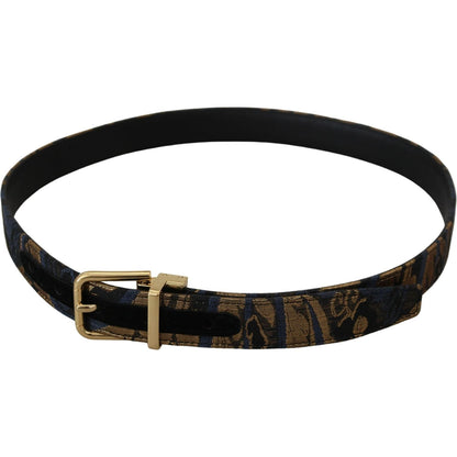 Dolce & Gabbana Multicolor Jacquard Leather Logo Buckle Belt