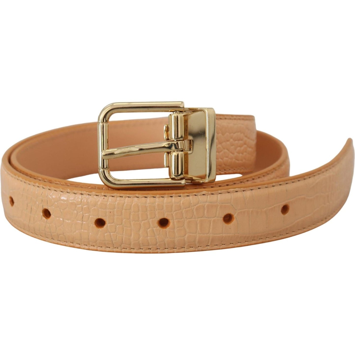 Dolce & Gabbana Beige Exotic Leather Gold Metal Buckle Belt Dolce & Gabbana