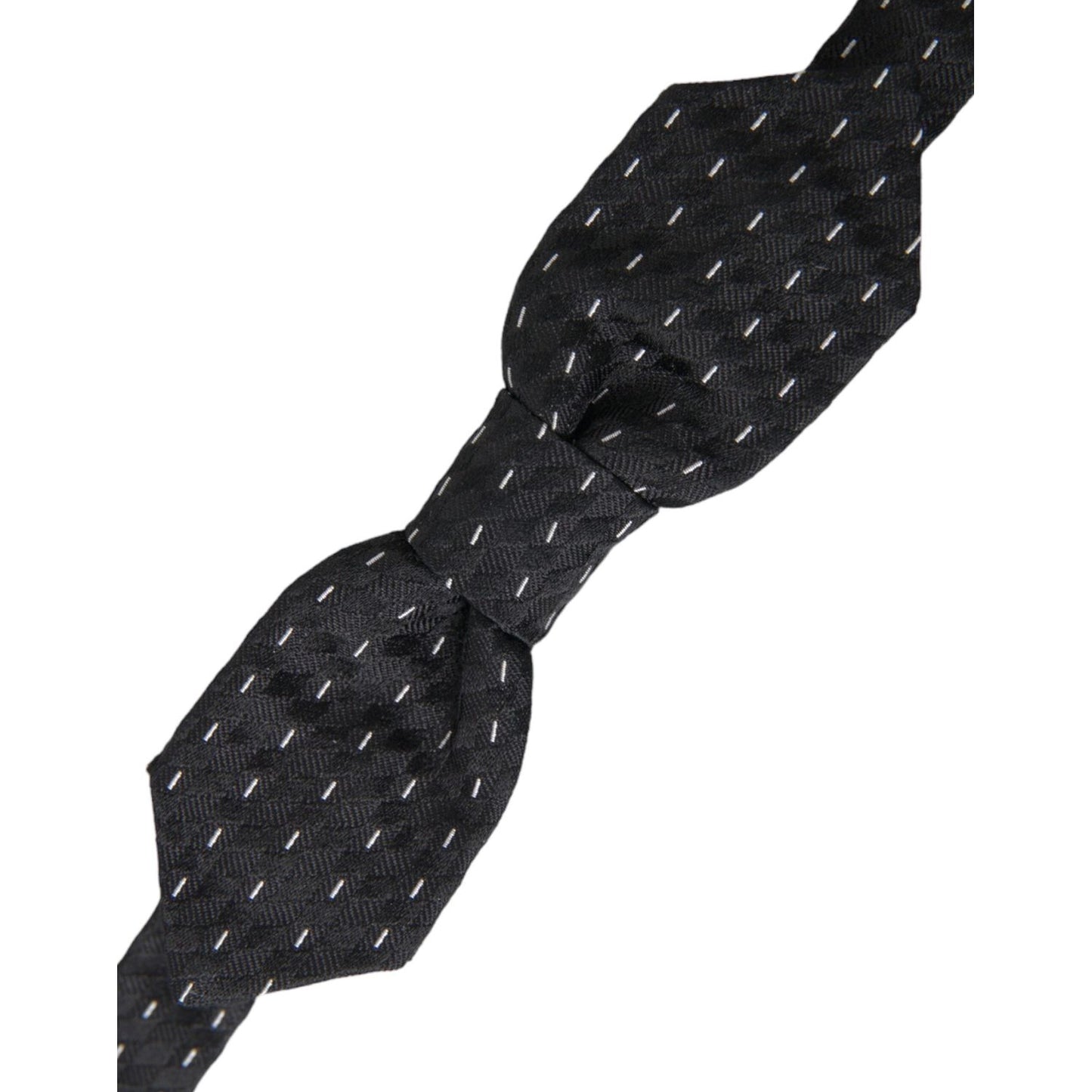 Dolce & Gabbana Black White Stitched Silk Men Neck Bow Tie Dolce & Gabbana