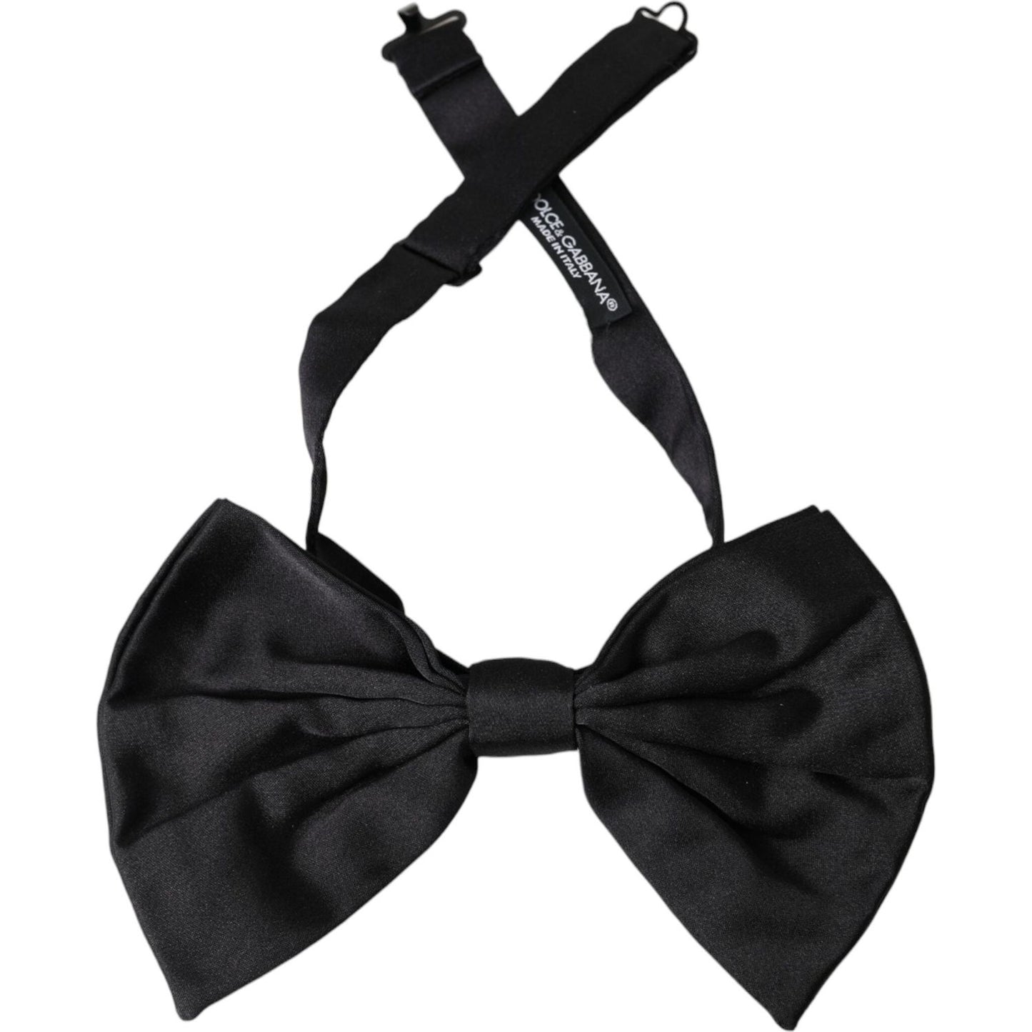 Dolce & Gabbana Black Satin Silk Adjustable Neck Men Bow Tie Dolce & Gabbana