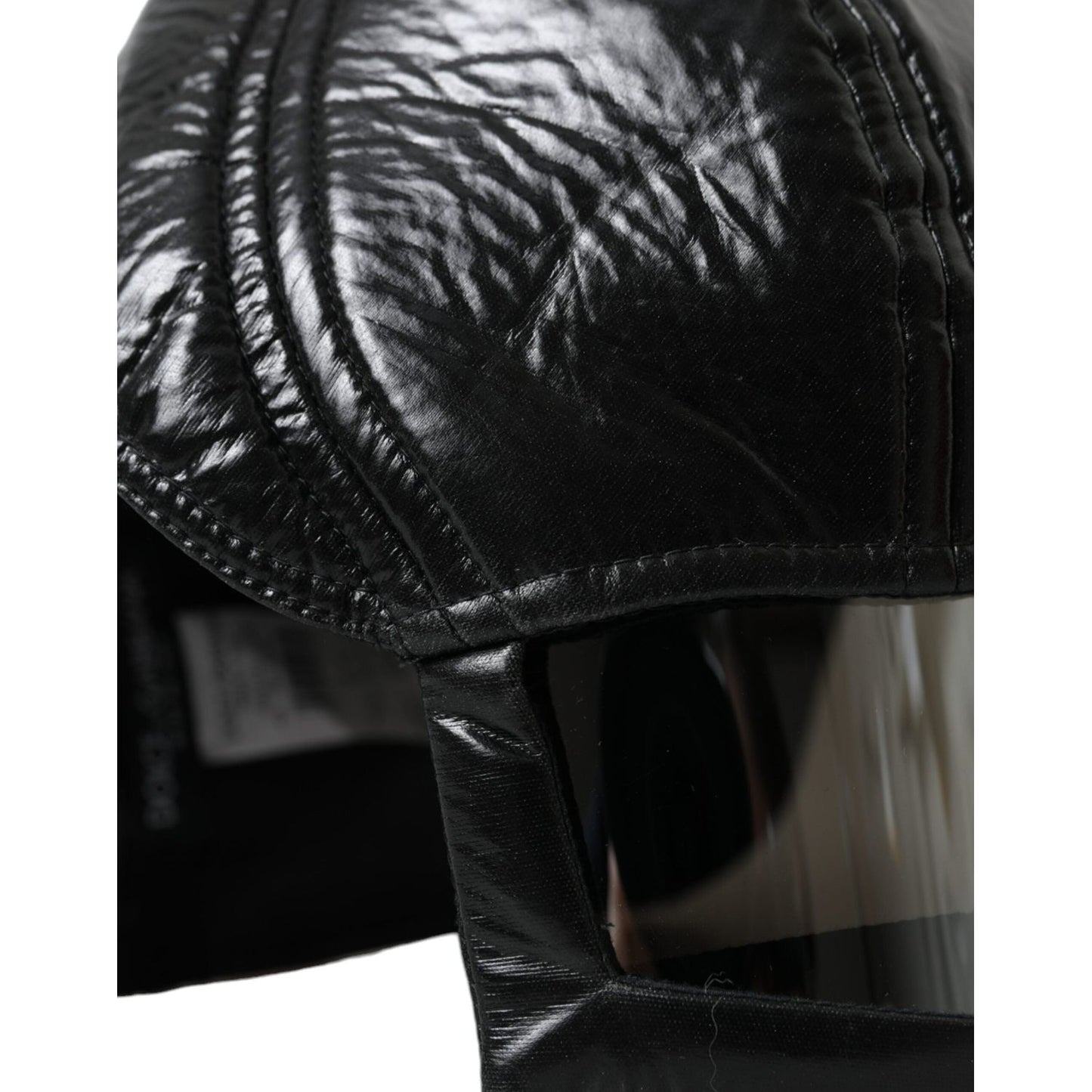 Dolce & Gabbana Black Leather Helmet Visor Bucket Hat Men Dolce & Gabbana