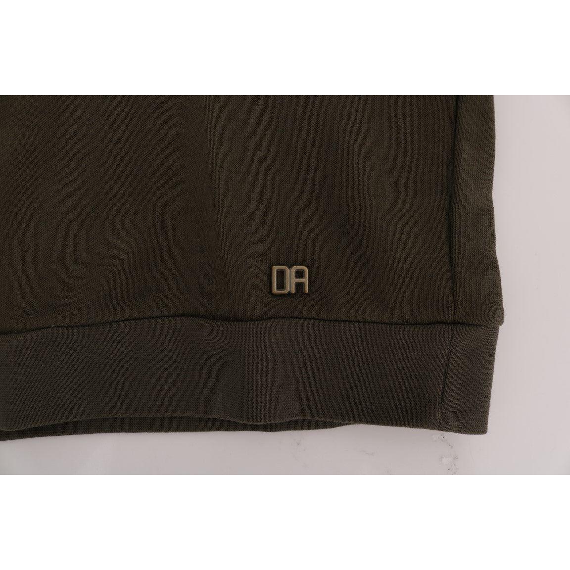 Daniele Alessandrini Elegant Green Cotton Hooded Sweater Daniele Alessandrini