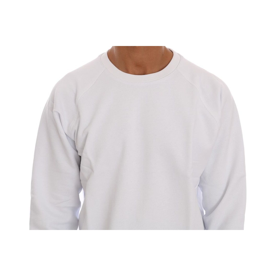 Daniele Alessandrini Elegant White Crewneck Cotton Sweater Daniele Alessandrini