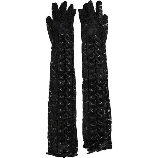 Dolce & Gabbana Black Taormina Lace Elbow Length Gloves Dolce & Gabbana