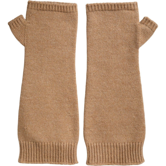 Dolce & Gabbana Brown Cashmere Knitted Finger Less Gloves Dolce & Gabbana