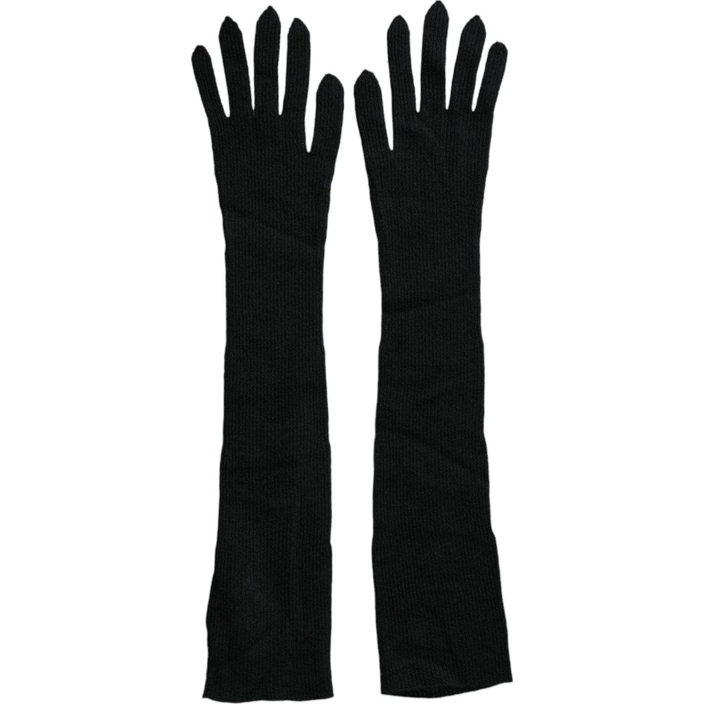 Dolce & Gabbana Black Cashmere Knitted Elbow Length Gloves Dolce & Gabbana