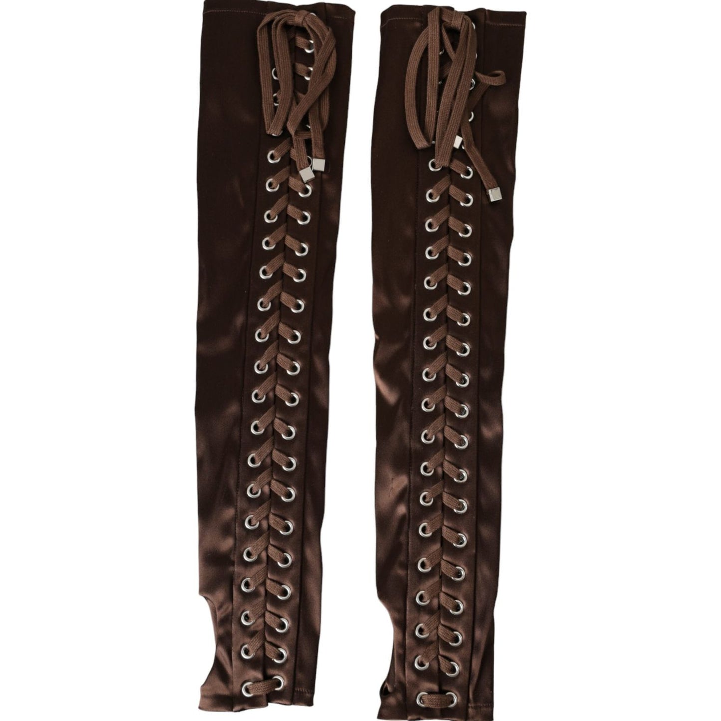 Dolce & Gabbana Brown Acetate Lace Up Fingerless Gloves Dolce & Gabbana