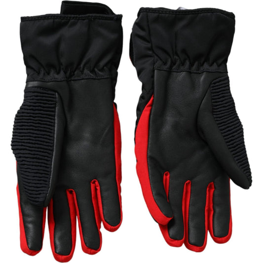 Dolce & Gabbana Black Red Nylon Wrist Length Gloves Dolce & Gabbana