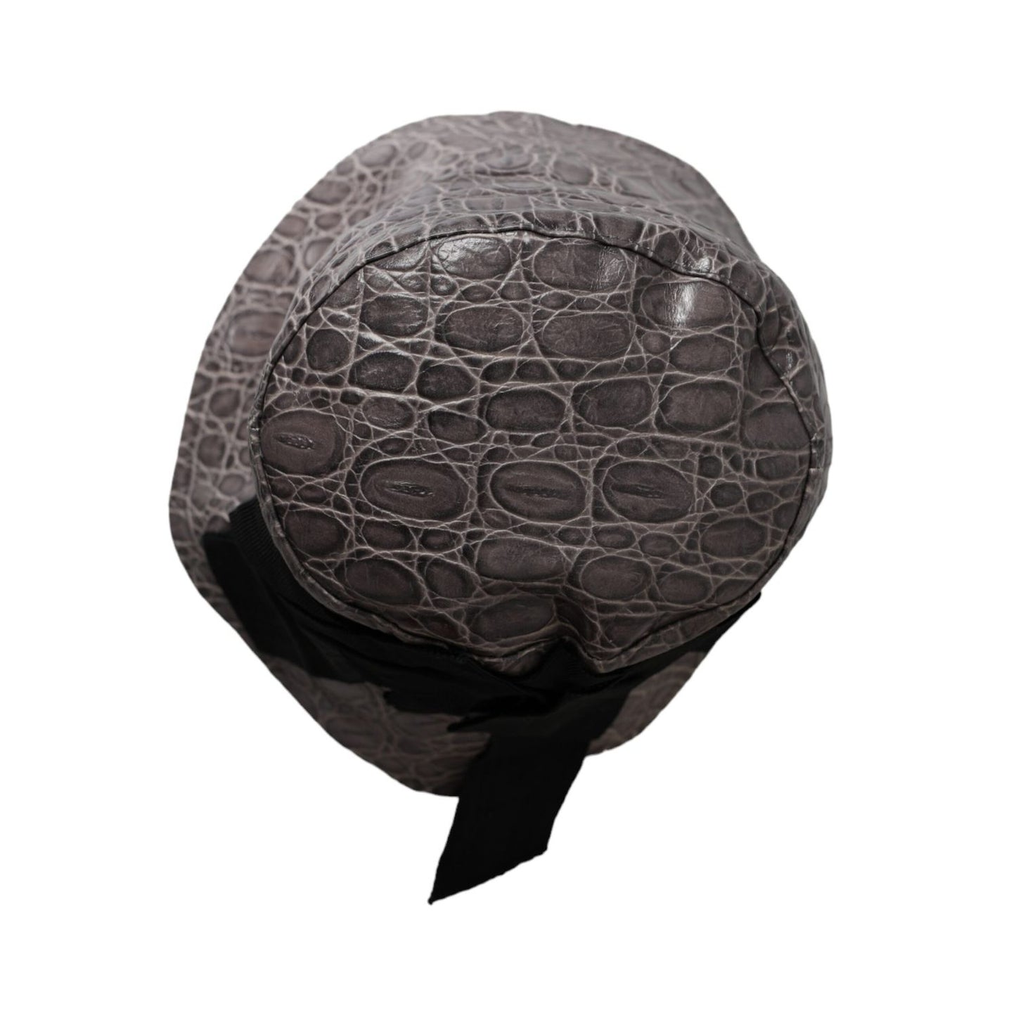 Dolce & Gabbana Black Gray Patterned Leather Bucket Hat