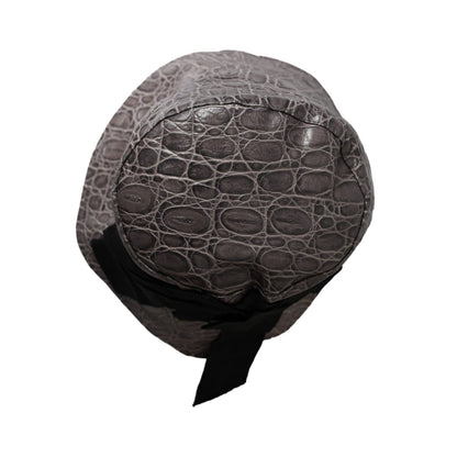 Dolce & Gabbana Black Gray Patterned Leather Bucket Hat