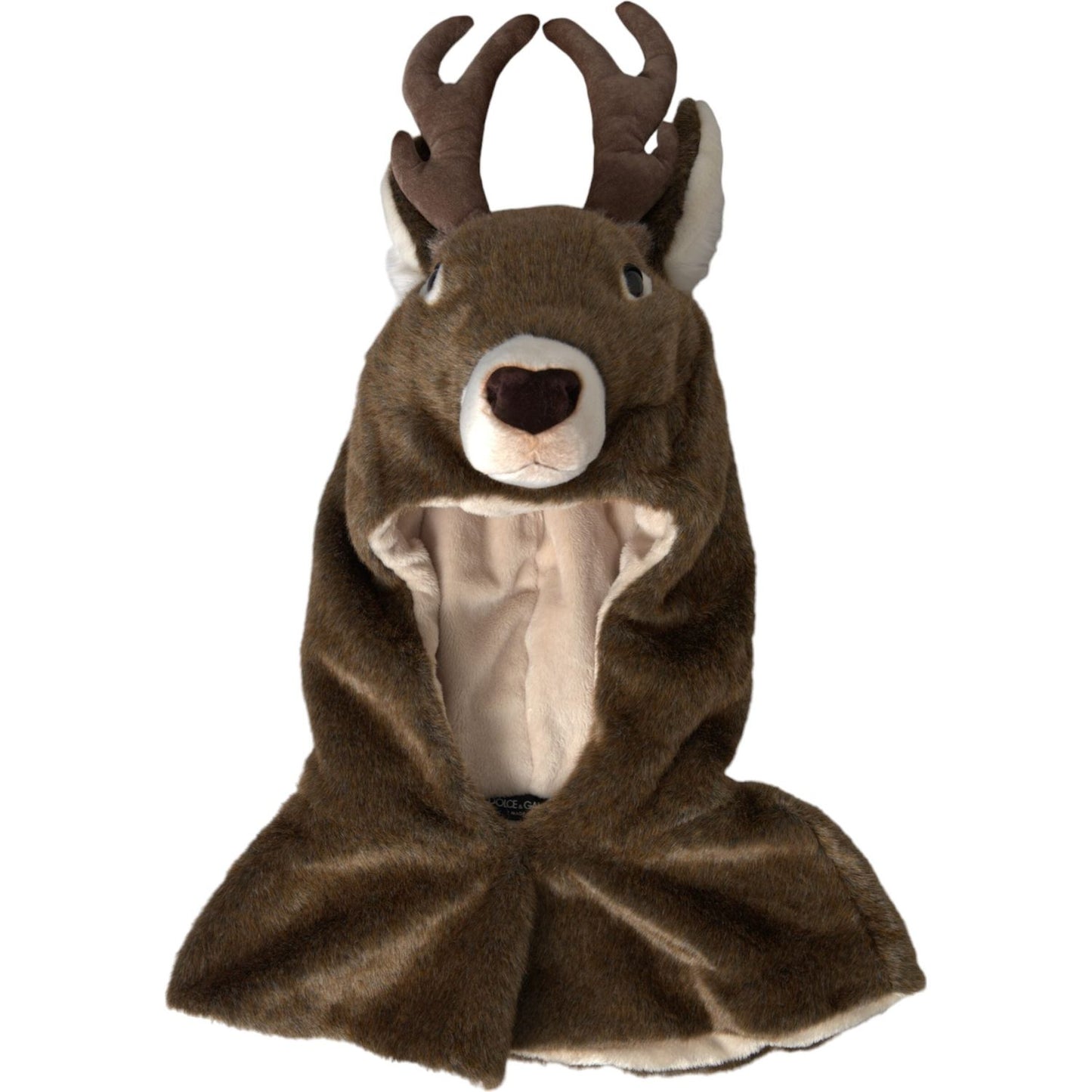 Dolce & Gabbana Brown Deer Faux Fur Whole Head Hat Dolce & Gabbana