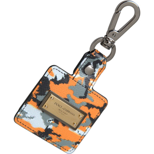 Dolce & Gabbana Multicolor Camouflage Print Leather Logo Metal Airpods Case Dolce & Gabbana