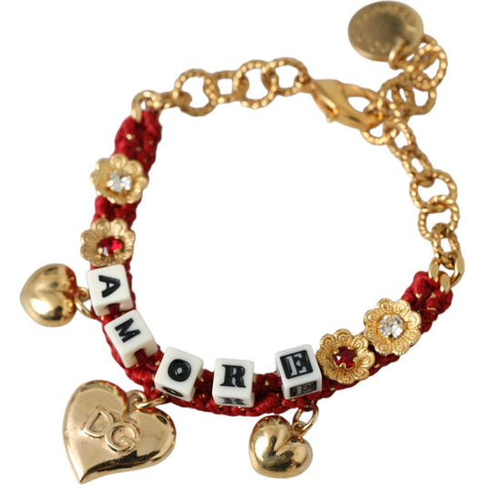 Dolce & Gabbana Gold Tone Brass Chain AMORE Fashion Bracelet Dolce & Gabbana