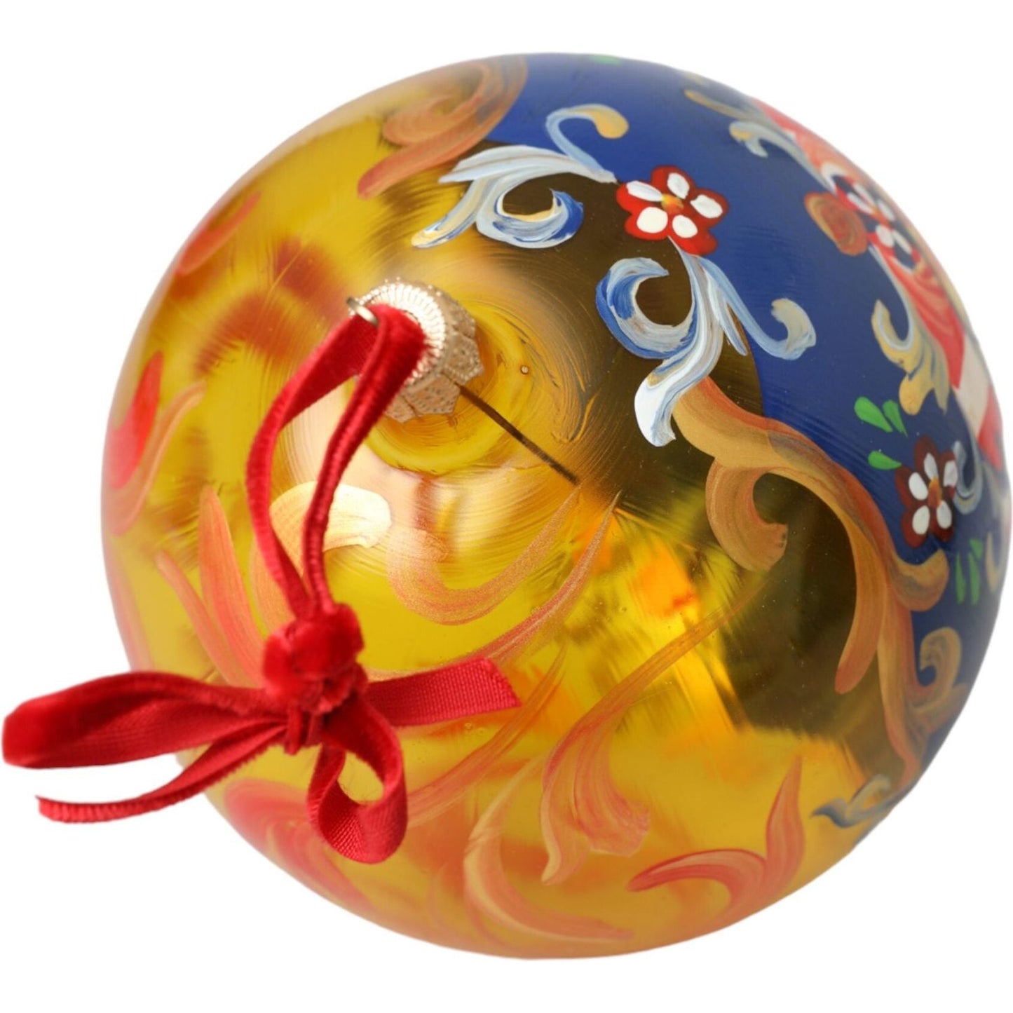 Dolce & Gabbana Gold Tone Carretto Print Round Ornament Christmas Ball Dolce & Gabbana