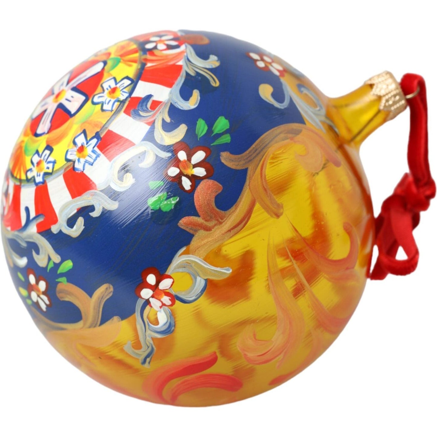 Dolce & Gabbana Gold Tone Carretto Print Round Ornament Christmas Ball Dolce & Gabbana