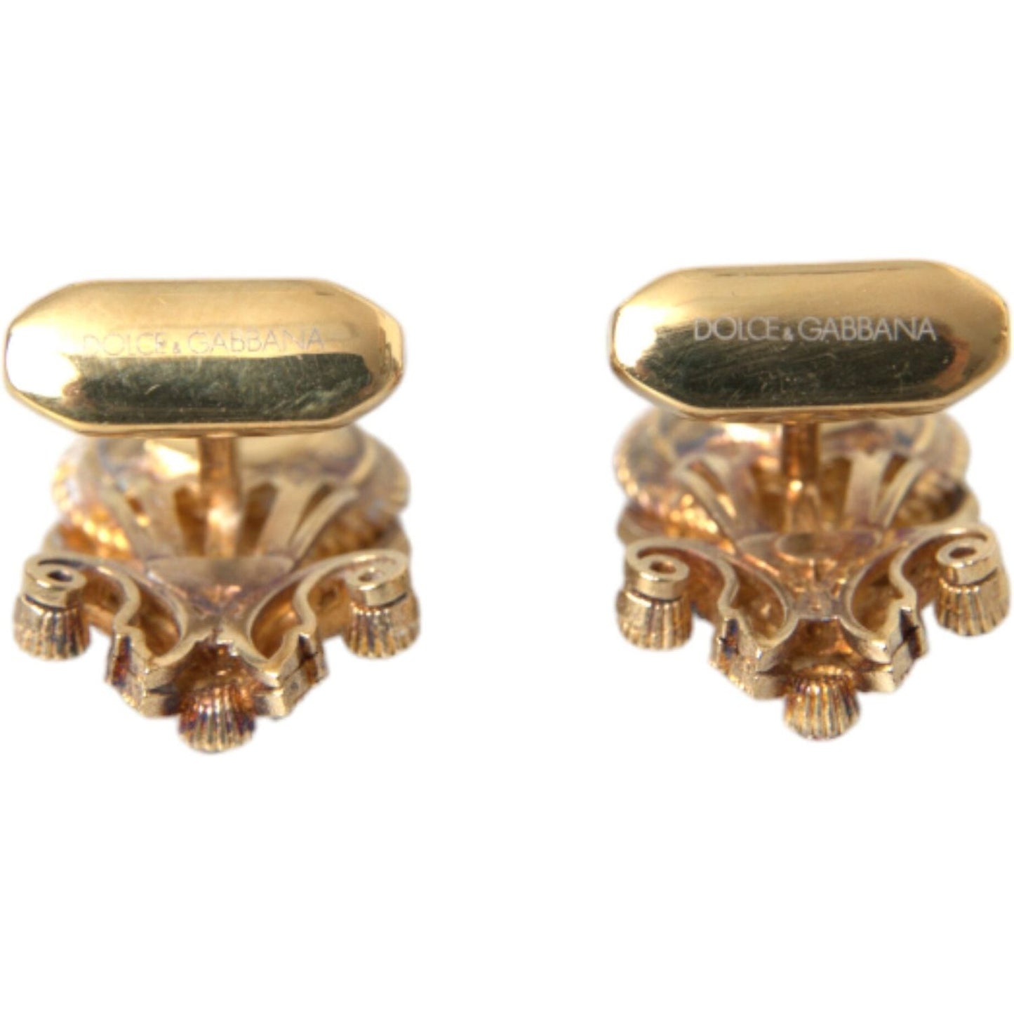 Dolce & Gabbana Gold Tone 925 Sterling Silver Crystal Cufflink Cufflinks Dolce & Gabbana