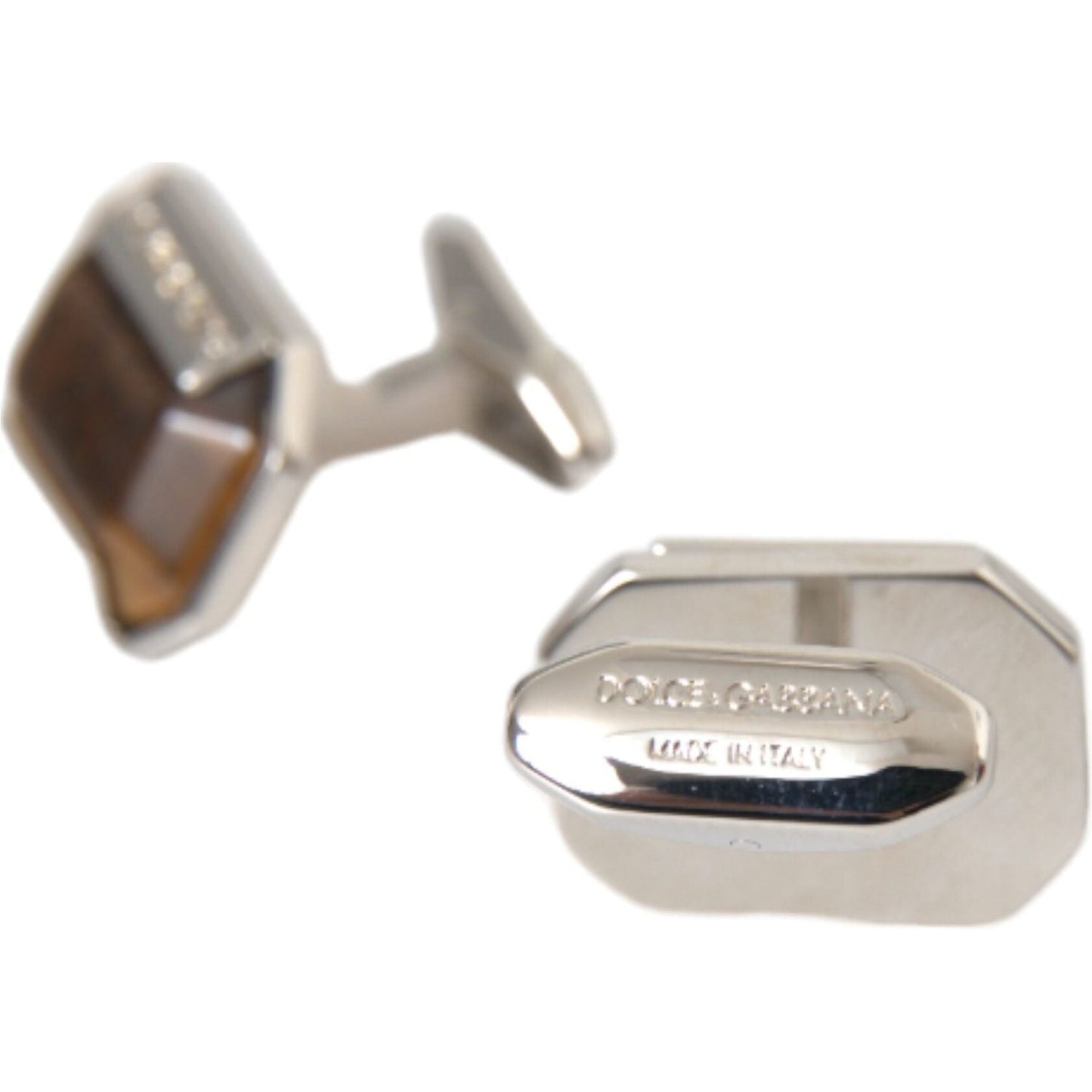 Dolce & Gabbana Silver Plated Brass Pin Crystal Cufflinks Dolce & Gabbana