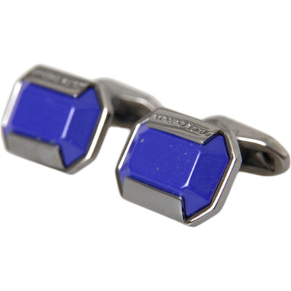 Dolce & Gabbana Silver Plated Brass Pin Crystal Cufflinks