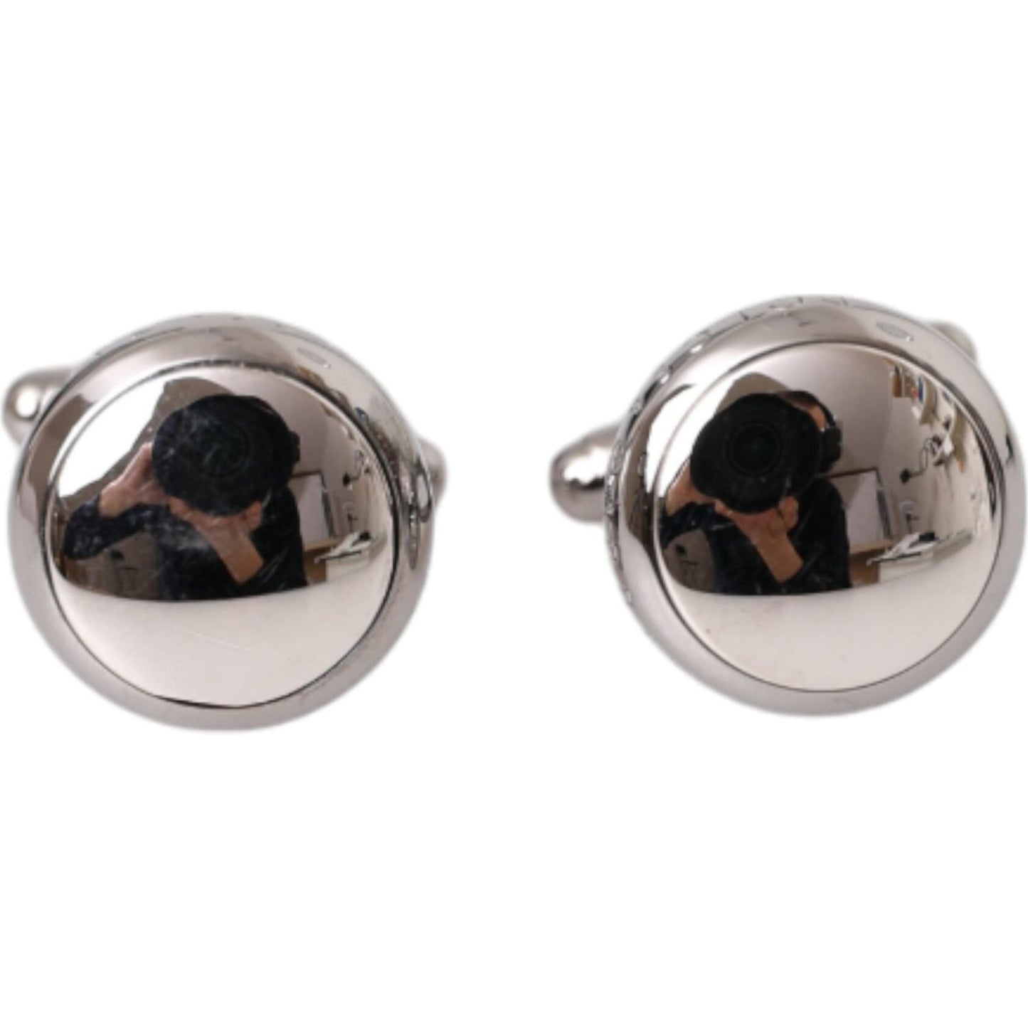 Dolce & Gabbana Silver Plated Brass Round Pin Men Cufflinks Dolce & Gabbana