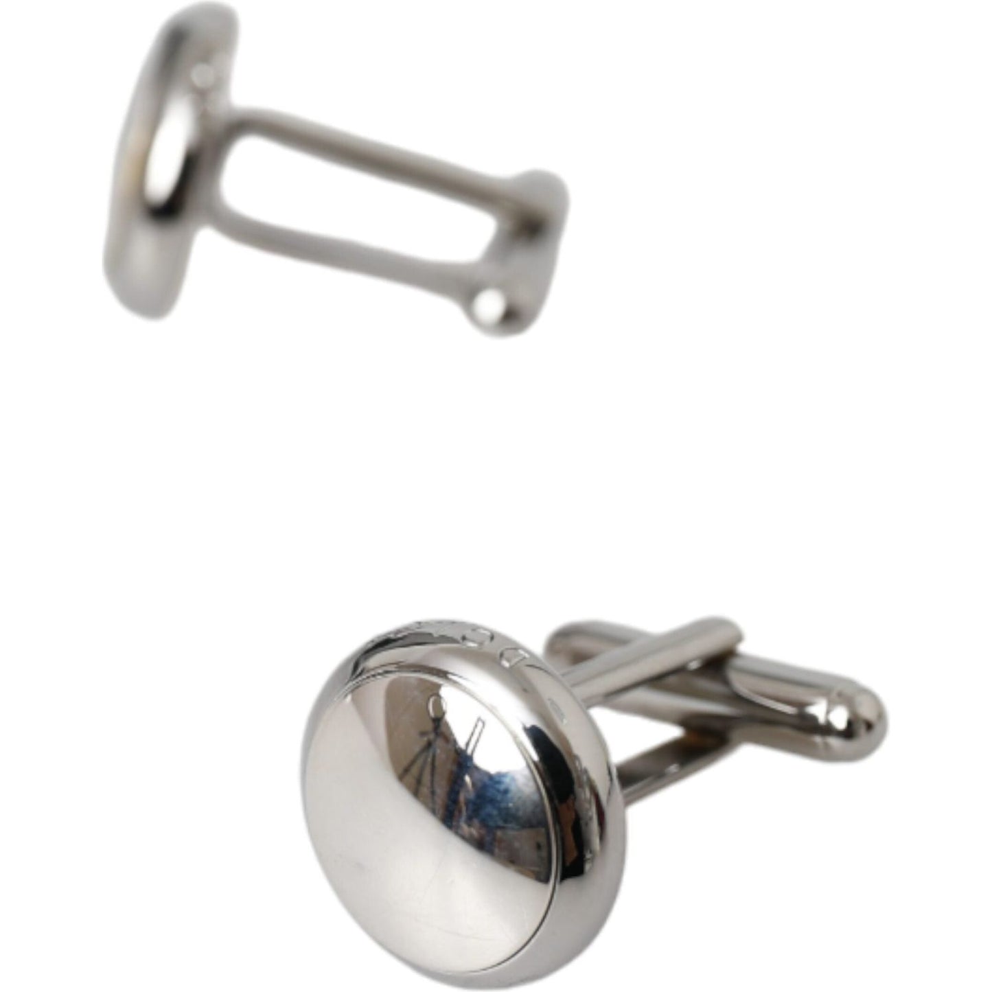 Dolce & Gabbana Silver Plated Brass Round Pin Men Cufflinks Dolce & Gabbana