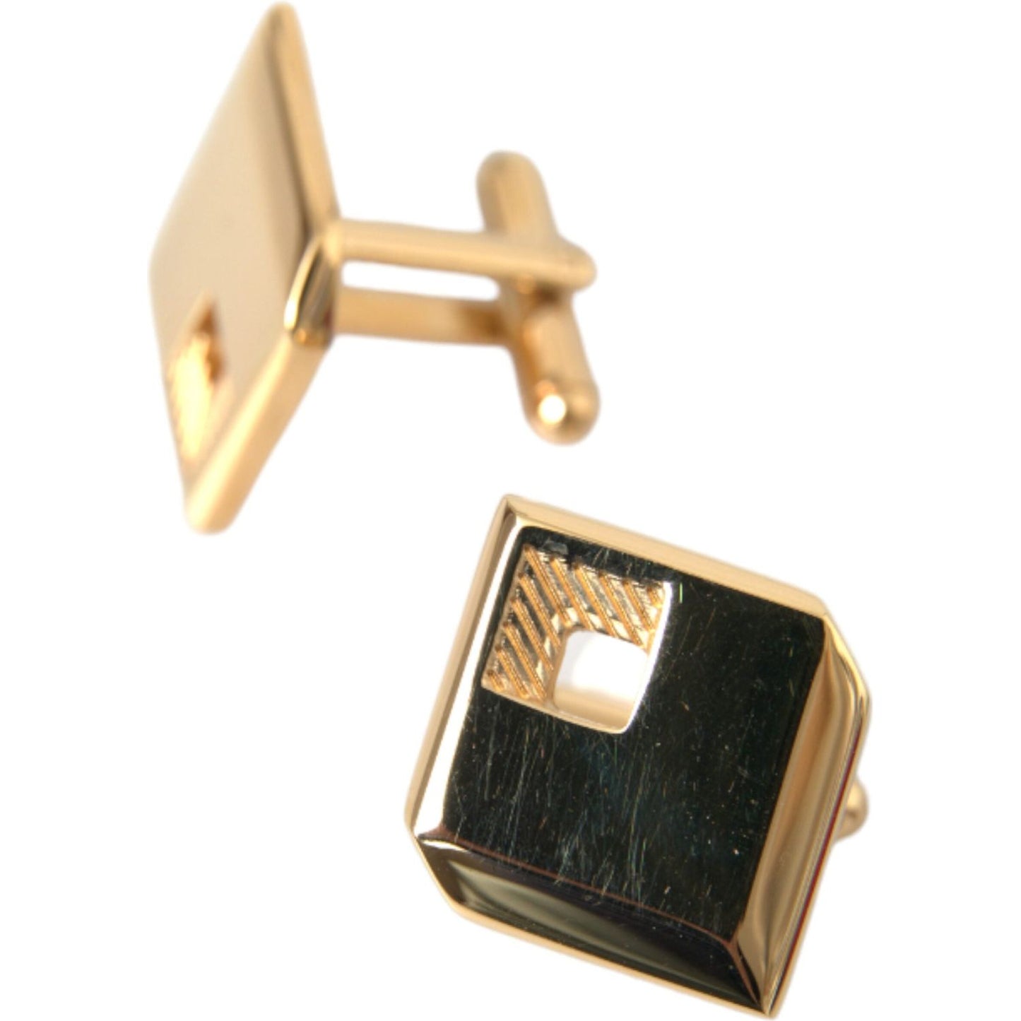 Dolce & Gabbana Gold Plated Metal Brass Square Pin Cufflinks Dolce & Gabbana