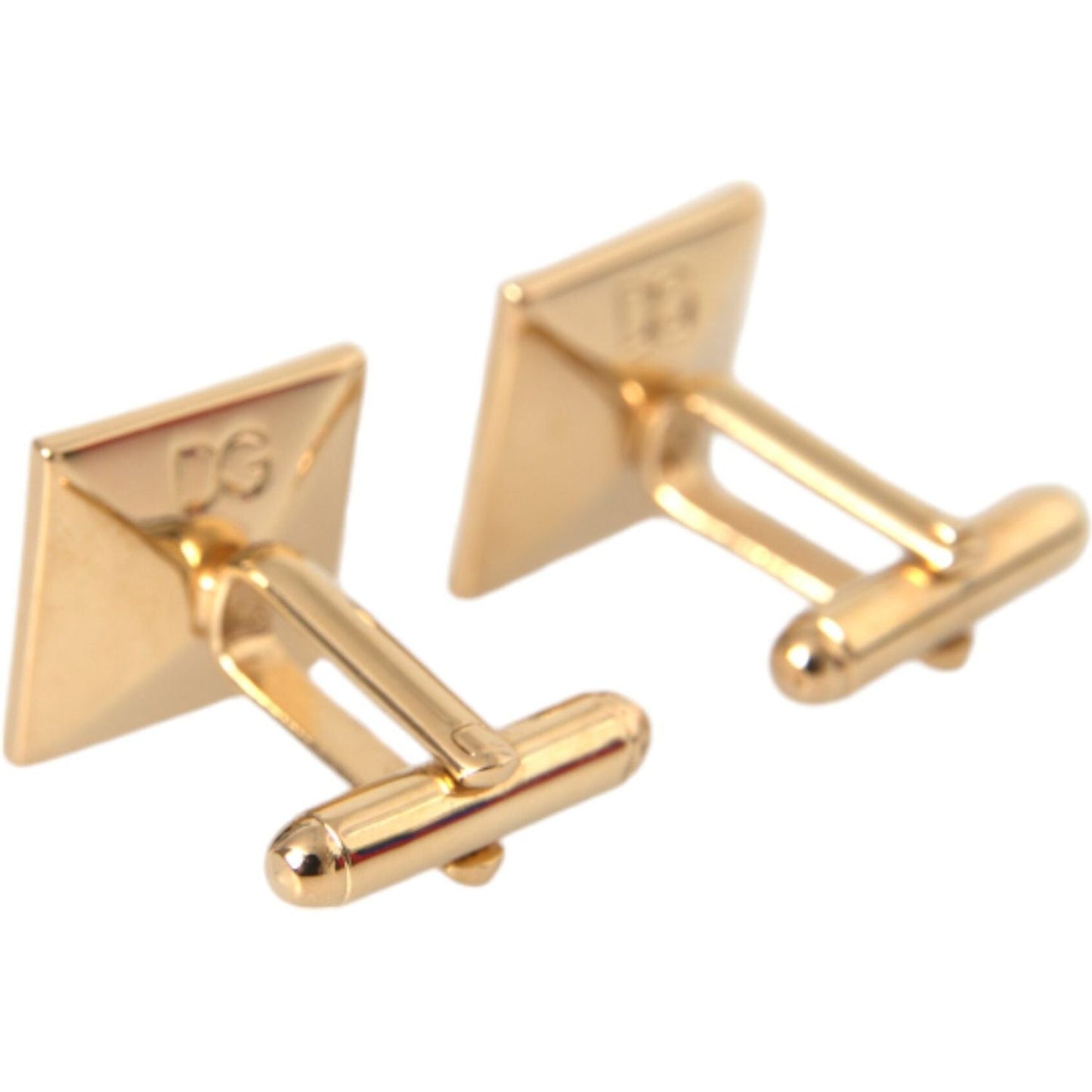 Dolce & Gabbana Gold Plated Brass Crystal Square Pin Cufflinks Dolce & Gabbana