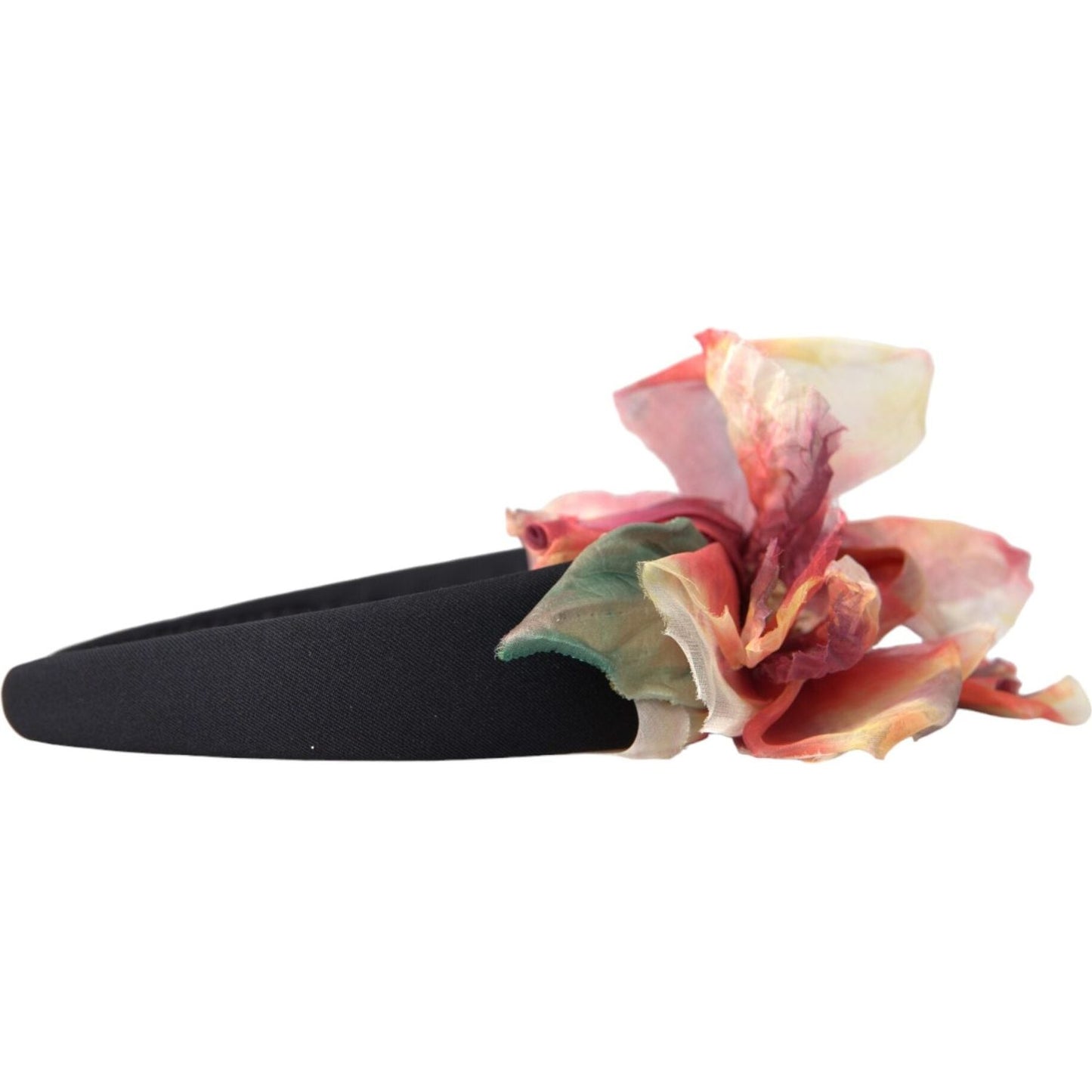 Dolce & Gabbana Rose Pink Silk Floral Black Tiara Women Hairband Diadem Dolce & Gabbana