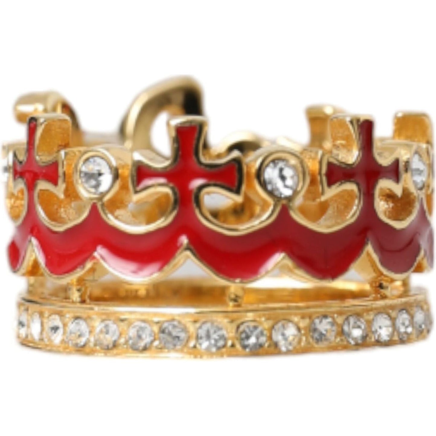 Dolce & Gabbana Gold Tone BrassCrystal Enamel DG CROWN Statement Ring Dolce & Gabbana