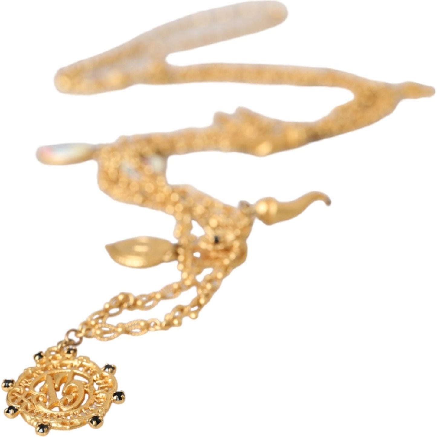 Dolce & Gabbana Gold Tone Chain Brass Charm Statement Sicily Necklace Necklace Dolce & Gabbana