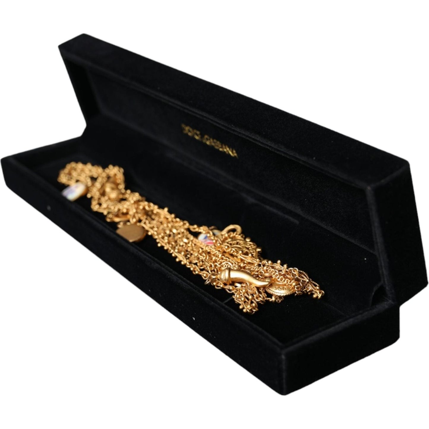 Dolce & Gabbana Gold Tone Chain Brass Charm Statement Sicily Necklace Necklace Dolce & Gabbana