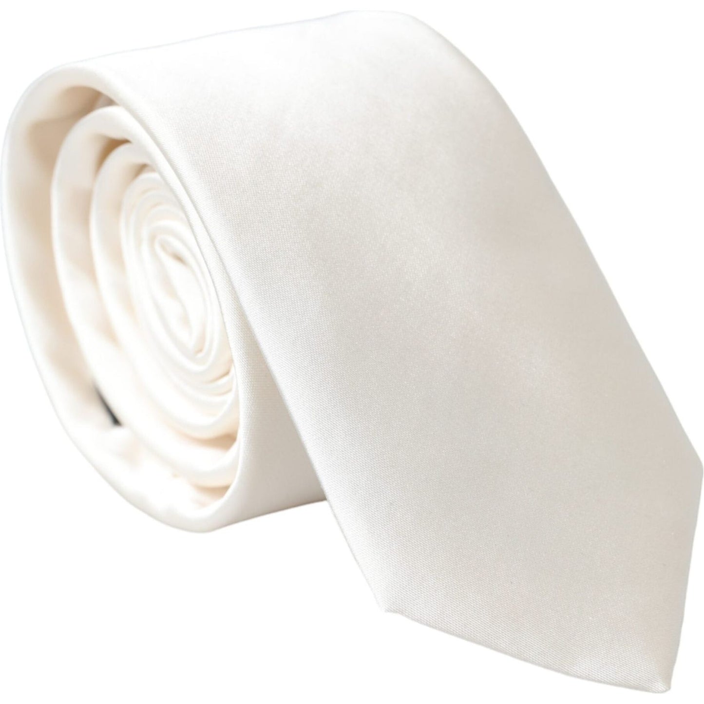 Dolce & Gabbana White Solid 100% Silk Adjustable Tie Dolce & Gabbana