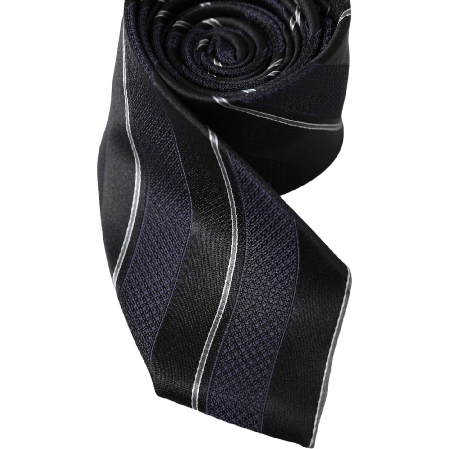 Dolce & Gabbana Black White Stripes Silk Adjustable Tie Dolce & Gabbana