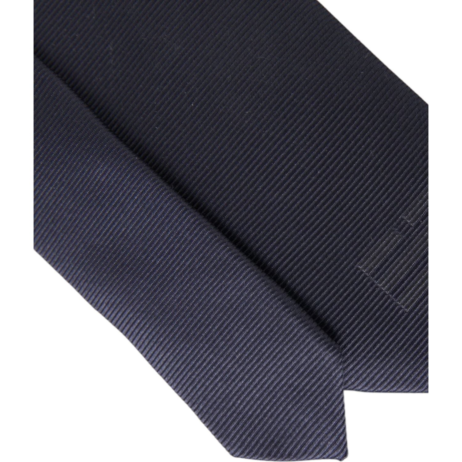 Dolce & Gabbana Blue Solid Silk Adjustable Tie Men