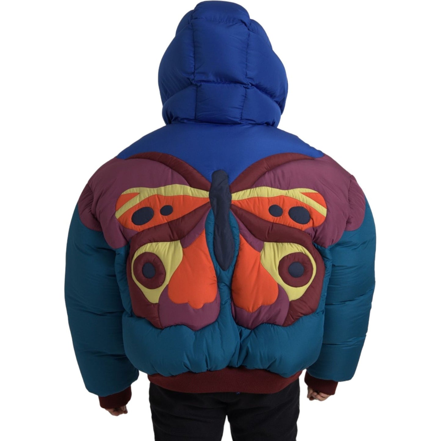 Dolce & Gabbana Multicolor Butterfly Hooded Puffer Jacket Dolce & Gabbana