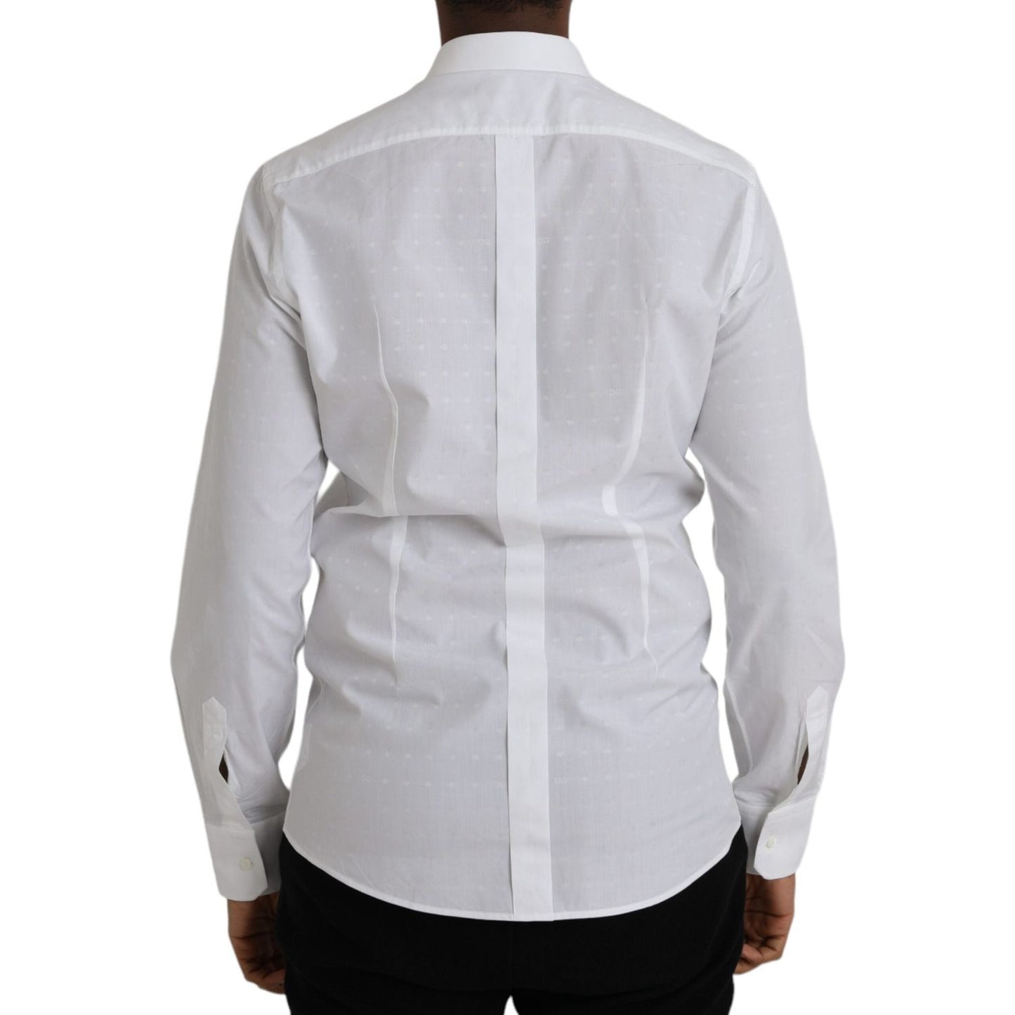 Dolce & Gabbana White Logo Cotton Men Dress GOLD Shirt Dolce & Gabbana