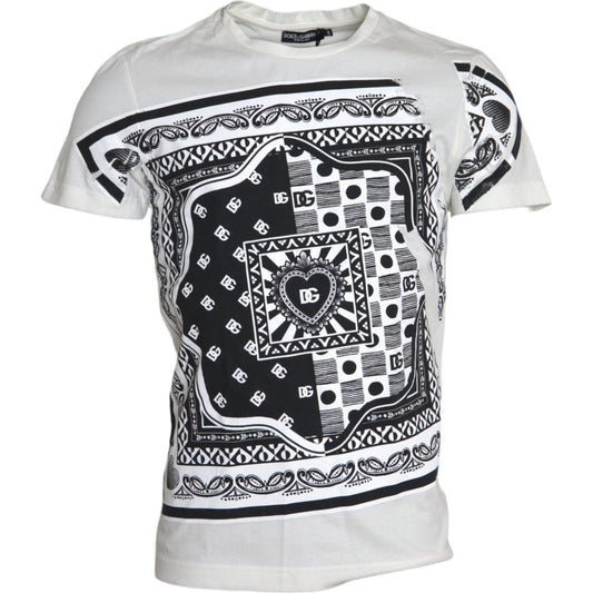 Dolce & Gabbana White Graphic Print Cotton Crew Neck T-shirt Dolce & Gabbana