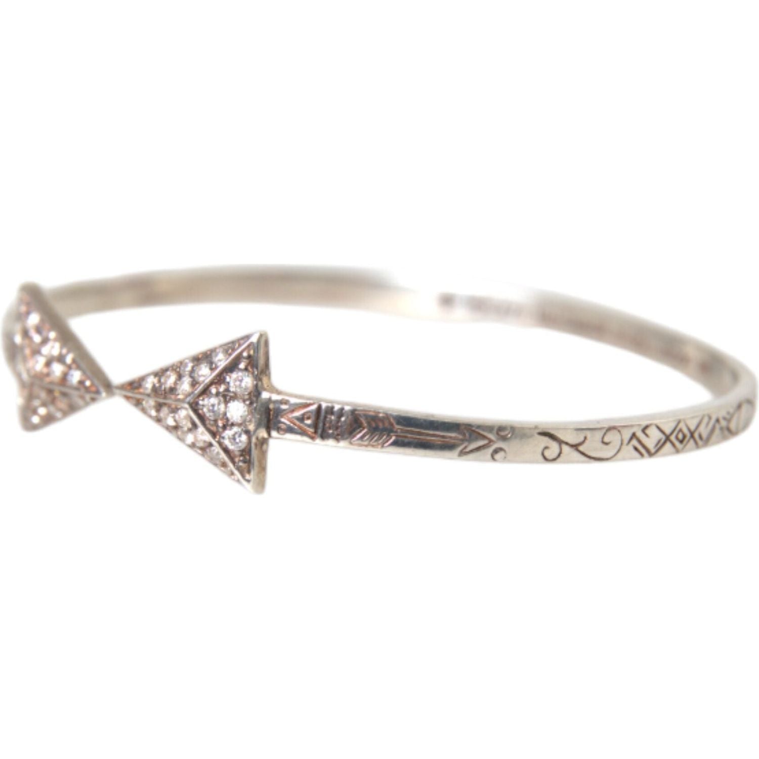 Nialaya Arrow Crystal 925 Silver Bangle Bracelet Women