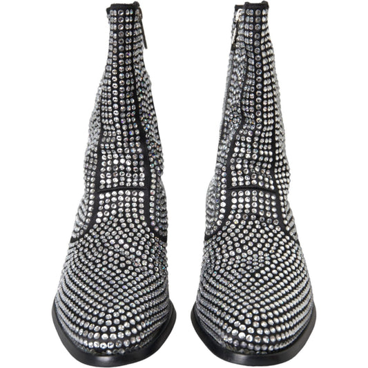 Dolce & Gabbana Black Rhinestone Crystal Chelsea Boots Shoes Dolce & Gabbana