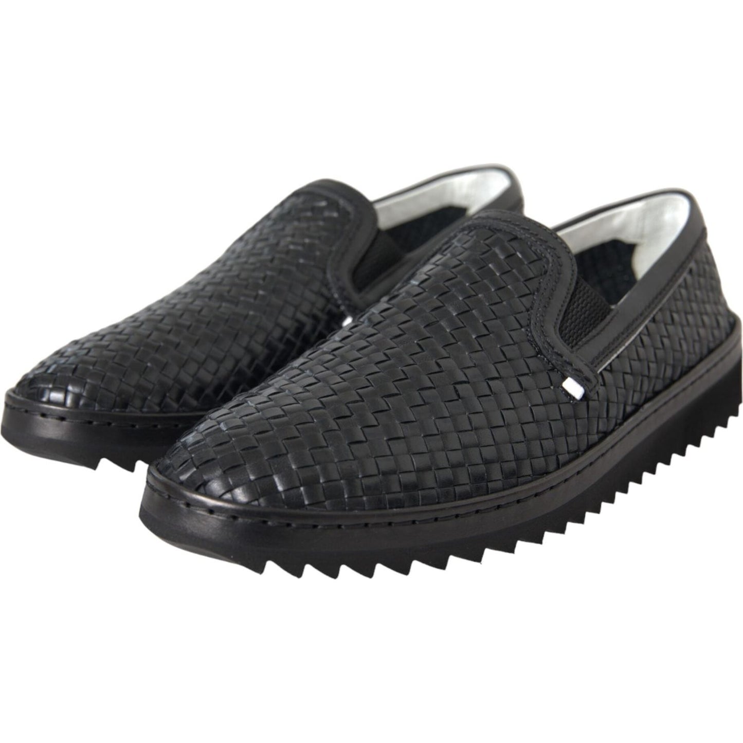 Dolce & Gabbana Black Woven Buffalo Leather Men Loafers Shoes Dolce & Gabbana