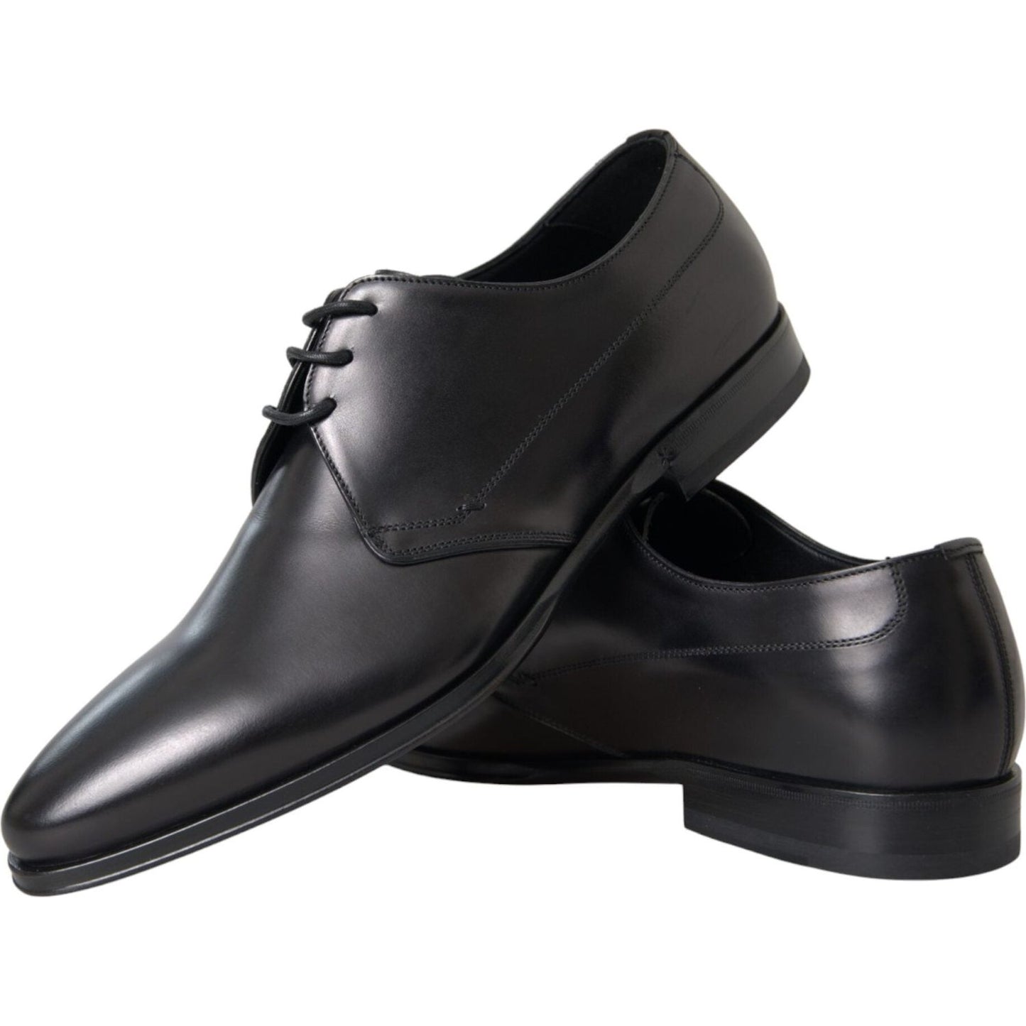 Dolce & Gabbana Black Leather Derby Formal Dress Men Shoes Dolce & Gabbana