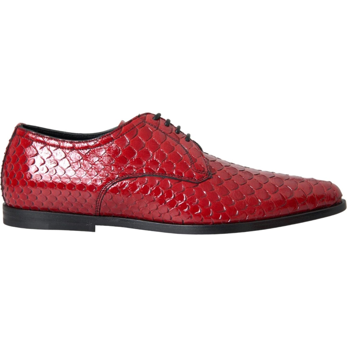 Dolce & Gabbana Red Textured Varnished Derby Men Formal Shoes Dolce & Gabbana